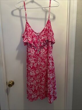 Roxy Hot Pink & White Floral Spaghetti-Strap Mini Dress